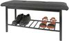 Schuhbank mit Kissen 90x34x45cm Sitzbank Schuhablage Holzbank Schuhständer Schuhschrank Bambusholz schwarz Bild 4