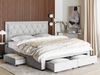 Bett mit Schubladen LIEVIN 180 x 200 cm Samtstoff Hellgrau Bild 3