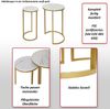2er-Set Beistelltisch HWC-K46, Kaffeetisch Nachttisch Loungetisch, Marmor-Optik MDF ~ weiß-gold Bild 2