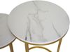 2er-Set Beistelltisch HWC-K46, Kaffeetisch Nachttisch Loungetisch, Marmor-Optik MDF ~ weiß-gold Bild 4