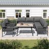 Merax Garten-Lounge-Set für 8 Personen, Seilwerk, großer Tisch mit Holzmaserung, mit verzinktem Eisengestell, verstellbare Beine, alle Sitz- und Rückenkissen inklusive, grau Bild 5