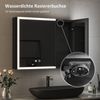 WDWRITTI Spiegelschrank mit beleuchtung 3Lichtmodi Dimmbar Badezimmerspiegelschrank LED 80x60 (Aluminium LED Wandschrank Hängeschrank Schwarz 2 türig, Speicherfunktion, Doppel Spiegel) Soft-Close-Funktion, IP44, mit Netzstecker Bild 2