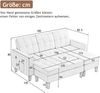 Merax modulares Sofabett, Multifunktionale L-Form Wohnzimmer-Sofagruppe, Mit extra großer beweglicher Fußbank + LED-Ambiente-Beleuchtung, Grau Bild 4