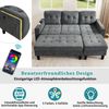 Merax modulares Sofabett, Multifunktionale L-Form Wohnzimmer-Sofagruppe, Mit extra großer beweglicher Fußbank + LED-Ambiente-Beleuchtung, Grau Bild 3