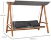 Outsunny Hollywoodschaukel Mit Bettfunktion 3-Sitzer mit Dach, 3-Sitzer, Bettfunktion, Hollywoodschaukel, 1 tlg, Hollywoodschaukel, für Garten, Grau Bild 2