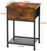 AMHANCIBLE Nachttisch 2er-Set im Industriestil, mit Schublade und offenem Ablagefach (2-St), Beistelltisch mit stabilem Metallrahmen, Maße 40×30×55 cm Bild 2