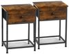 AMHANCIBLE Nachttisch 2er-Set im Industriestil, mit Schublade und offenem Ablagefach (2-St), Beistelltisch mit stabilem Metallrahmen, Maße 40×30×55 cm Bild 3
