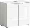 xonox. home Bad Solero X7WA9705 Waschbeckenunterschrank Badunterschrank Badezimmerschrank in Weiß Nachbildung und weiß Hochglanz tiefzieh, ca. B/H/T: 63 x 59 x 34 cm Bild 1
