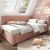 Tagesbett, Samt mit hydraulischem Stauraum & Lattenrost, 100x206x77 cm, Rosa, ohne Matratze Bild 4