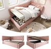 Tagesbett, Samt mit hydraulischem Stauraum & Lattenrost, 100x206x77 cm, Rosa, ohne Matratze Bild 5