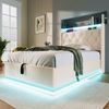 Polsterbett 90x200 cm mit Matratze, Bettkasten, LED, USB-C, PU in Weiß Bild 3