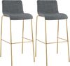 CLP 2er Set Barhocker Hover stapelbar Stoffbezug Vierfußgestell Goldoptik bis 150 kg,hellgrau Bild 1