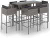 vidaXL 7-tlg. Gartenbar-Set mit Kissen Poly Rattan Grau 3094797 Bild 2