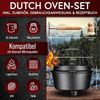 Dutch Oven 9 L mit Füßen – Gusseisen Feuertopf eingebrannt mit 2in1 Deckelheber, Bürste & Rezeptbuch für Outdoor & Camping Bild 2