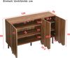Modernes holzfarbenes Sideboard mit Wellentüren – 120x35x80 cm – grifflos, verstellbare Regale – Stauraum für Wohnzimmer, Flur & Esszimmer Bild 5