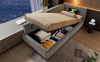 Polsterbett 90x200 cm, Samt-Polster, hydraulischer Bettkasten, Leselampe & USB‑C, Lattenrost inklusive, Grau Bild 3