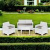 Dmora Outdoor-Lounge-Set Atrito, Gartenkomposition mit 2 Sesseln, 1 Sofa und 1 Couchtisch, Rattan-Effekt mit Kissen, 100 % Made in Italy, Weiß Bild 2
