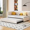 Multifunktionales L-förmiges Schlafsofa mit Ausziehbett 90/180*200cm, Polsterbett in Samtstoff, platzsparendes Design für Kinderbett, Gästebett Beige Bild 2