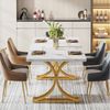Tribesigns Esstisch 160x80 cm mit Marmoroptik Platte & Gold Metallgestell Bild 3