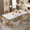 Tribesigns Esstisch 160x80 cm mit Marmoroptik Platte & Gold Metallgestell Bild 2