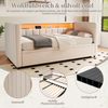 Ausziehbett 90/180×190 cm mit LED, USB-Type-C, Stauraum und Rausfallschutz, Beige, ohne Matratze Bild 5