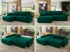 Ecksofa, L-förmiges, lose Kissen, DL-Schlaffunktion, (H 100 x T 187 x B 273 cm) - CUBO L - Velours Dunkelgrün - linke Seite Bild 2