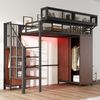 Merax Hochbett 90 × 200 cm Kinderbett, Jugendbett, Einzelbett, Mit Kleiderschrank, Sicherheitsleiter, LED-Beleuchtung und Schutzgittern Aus Netzgewebe Mit Abnehmbaren Regalen, Schwarz Bild 2