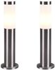 2er Set moderne LED Sockelleuchten aus Edelstahl in Silber, Höhe 45cm Bild 2