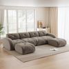 Sofa Modulsofa in Taupe, rahmenlos, Chenille-Bezug, 4-Sitzer mit 2 Hockern, flexibles Wohnkonzept,76x358x171 cm Bild 2