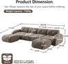 Sofa Modulsofa in Taupe, rahmenlos, Chenille-Bezug, 4-Sitzer mit 2 Hockern, flexibles Wohnkonzept,76x358x171 cm Bild 4