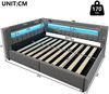 Merax Doppelbett, Polsterbett, Daybett, 140 x 200 cm, Hydraulische Lagerungt, Sofabett Mit USB Typ-C Ladefunktion, LED-Beleuchtung, Leinen, Grau Bild 4