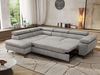 MKS Möbel 'Pablo L-Form' Ecksofa mit Schlaffunktion, verstellbare Kopfstützen, Hellgrau, Samt, ohne Topper, Links Bild 4