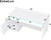 Flieks Hochglanz Schreibtisch 120x50x78cm mit LED-Beleuchtung, Computertisch mit 2 Schubladen, Schminktisch, Push-to-Open Tür, weiß Bild 4