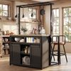 Merax Küchenschrank mit Arbeitsplatte & Stromanschluss, 183cm hoher Kücheninselschrank mit Hängeregal, für Küche & Esszimmer, Schwarz Bild 5