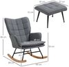 HOMCOM Schaukelsessel mit Hocker, Relaxsessel mit Leinenoptik (Armlehnsessel, 2-St, Schwingsessel), für Wohnzimmer, Schlafzimmer, Grau Bild 3