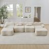 Modulares Sofa aus Samt, Wellenform, flexibel kombinierbar, 384x167x70 cm, beige Bild 3
