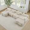 Modulares Sofa aus Samt, Wellenform, flexibel kombinierbar, 384x167x70 cm, beige Bild 5