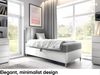 MEBLINI Kinderbett mit Bettkasten MAYA 1 100x200 Links – H3/Grau Samt Gepolstert Einzelbett mit Matratze - Polsterbett mit Stauraum - Bett mit Kopfteil – Stauraumbett Bild 2