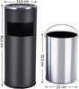 SONGMICS Standaschenbecher für draußen Mülleimer mit Aschenbecher Abfalleimer mit Inneneimer 60,5 x 24,5 cm 30 L Schwarz Bild 2
