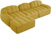 3-Sitzer Sofa 288×165×79 cm aus Granuliertes Fleece rahmenlos modular mit Ottomane, gelb Bild 5