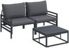 vidaXL Gartensofa-set mit Kissen 3 pcs Schwarz Stahl 3378961 Bild 2