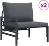 vidaXL Gartensofa-set mit Kissen 3 pcs Schwarz Stahl 3378961 Bild 3