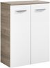 FACKELMANN LUXOR Doppel Midischrank 60 cm breit, Weiß/Braun hell + Wäschekorb Bild 1