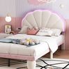 Polsterbett 90x200 cm mit LED-Beleuchtung aus Samt in Beige+Rosa – Kinderbett mit Lattenrost Bild 4