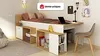 Vente-unique - PALOMA Bett Holz, Platte BeigeWeiß - B 117,6 cm x H 95,5 cm x L 238,9 cm Bild 2