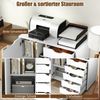 Rollcontainer mit 5 Schubladen & Tür & Arbeitsplatte & Rollen Mobiler Aktenschrank Weiß Bild 3