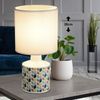 RGB LED Tischleuchte, Keramik, Textil Schirm, Rauten, SIULA Bild 3