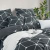 Bettwäsche-Set 200x220 Anthrazit Geometrie Mikrofaser Reißverschluss Bild 3