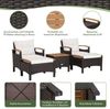 COSTWAY Balkonset Rattan, (5tlg), Akazienholzplatte, mit Kissen, bis 160kg Bild 4