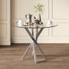 Tisch 80x80x75 cm aus gehärtetem Glas und Metall, rundes Design in Silber Bild 2